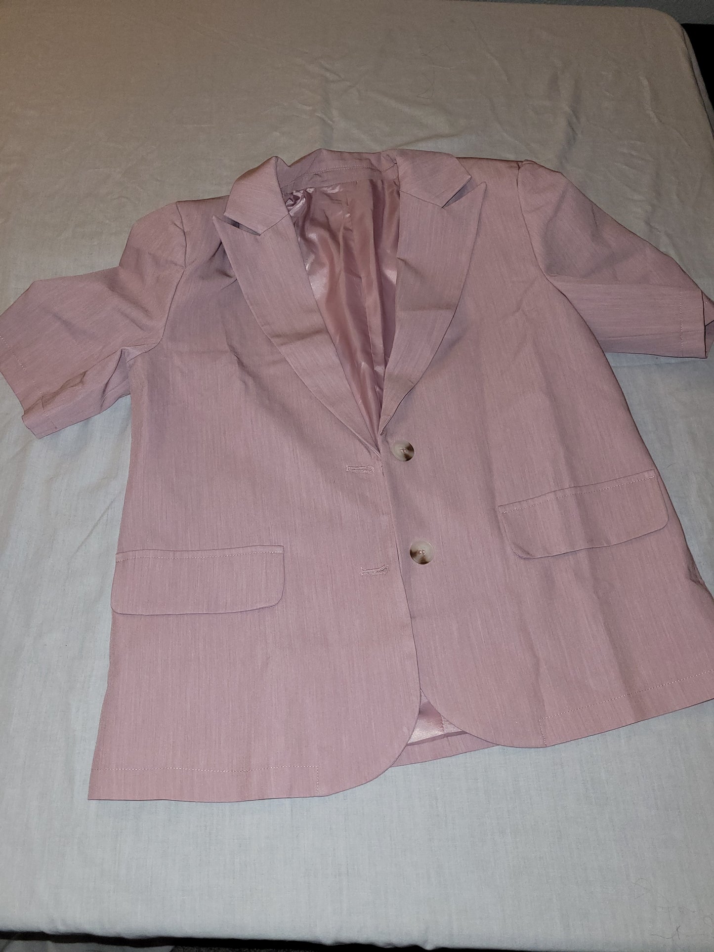 Rose Pink Short Sleeve Blazer - New