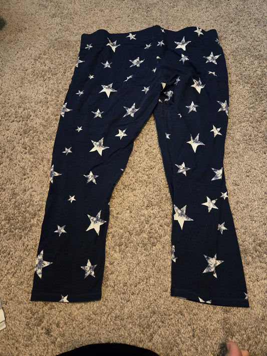 Blue with White Stars Capri Leggings  - Gently Used