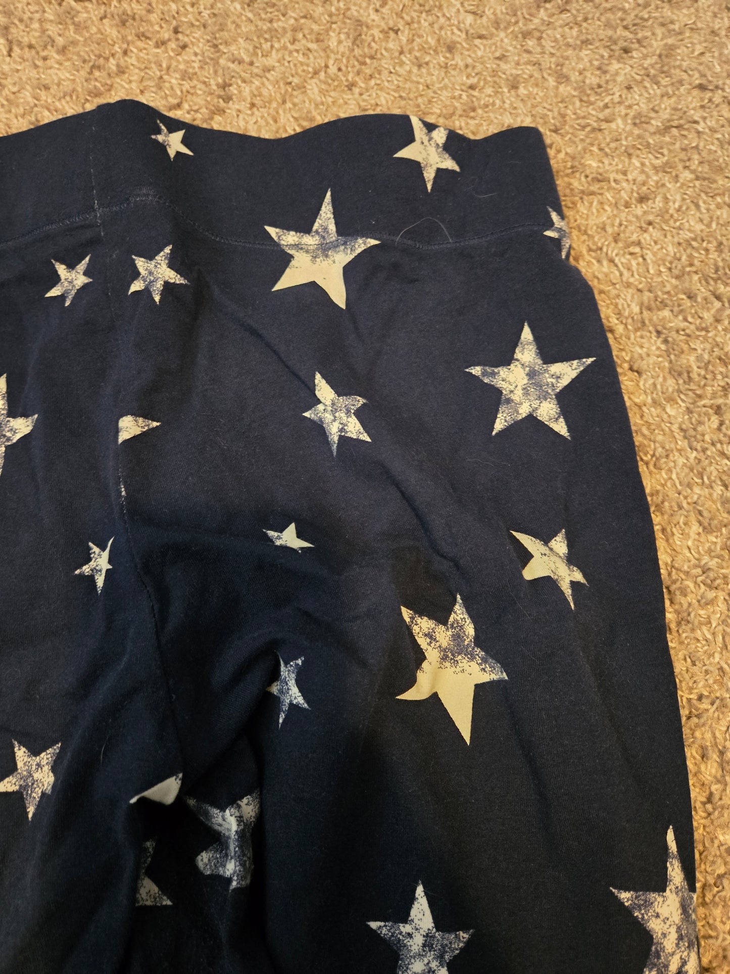 Blue with White Stars Capri Leggings  - Gently Used