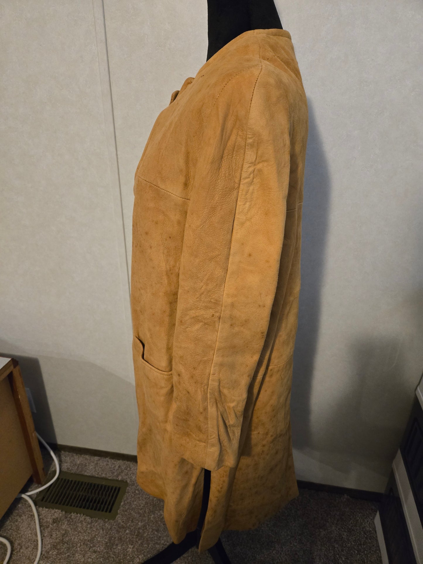 Suede Womans Coat Small Brown