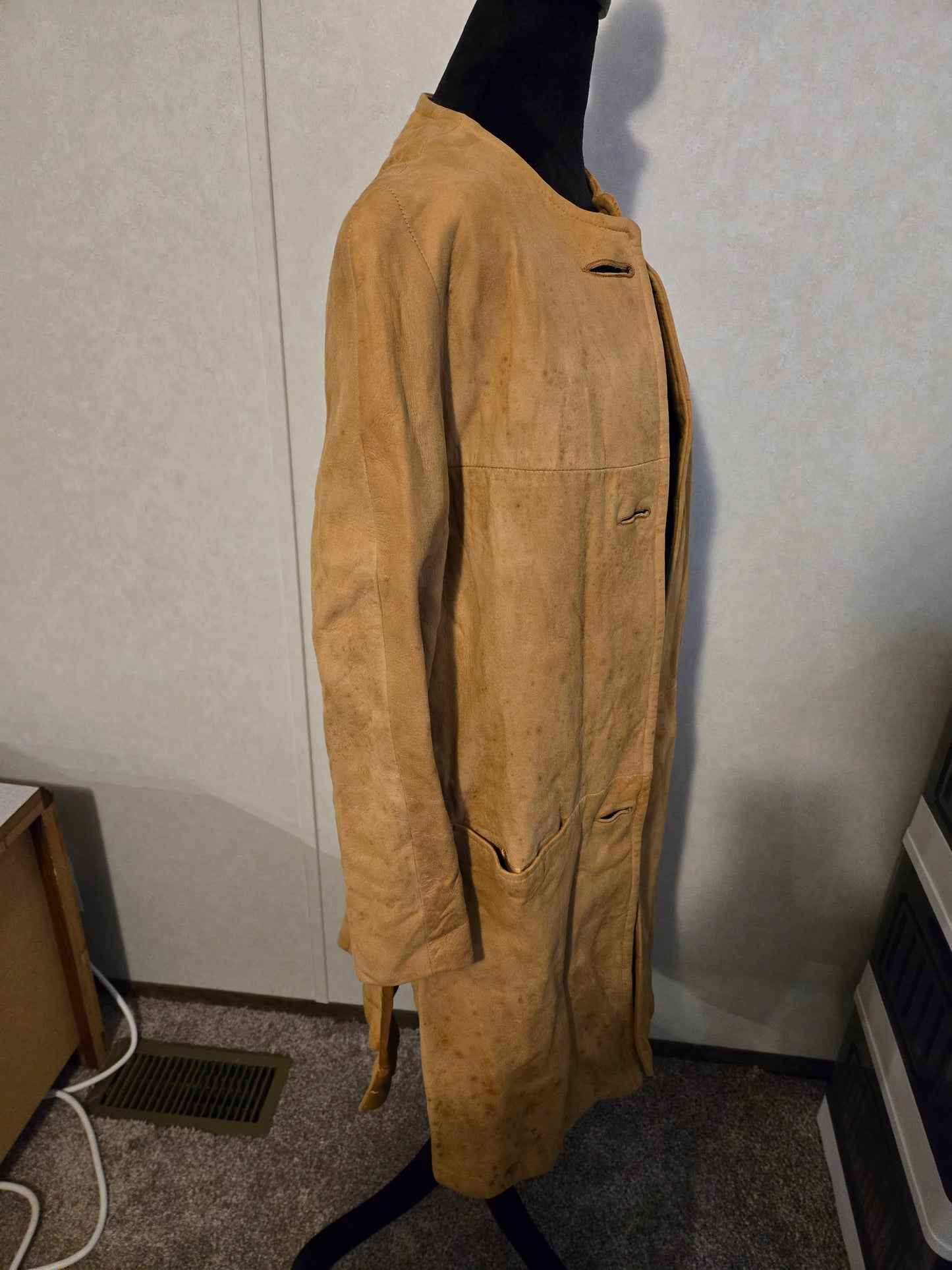 Suede Womans Coat Small Brown