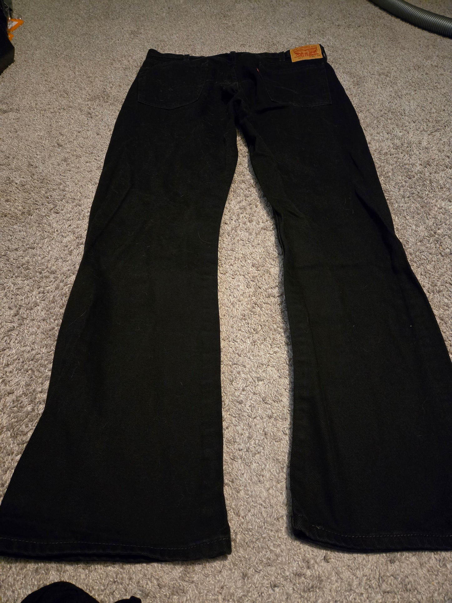 Levi Strauss Jeans Black Denim Men's 38 x 34 Cotton Blend Zip Flat Front Pant