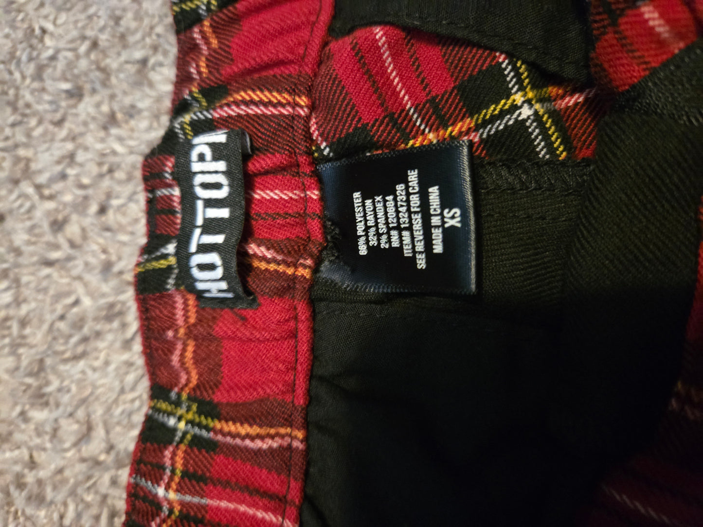 Hot Topic Red Plaid and Black Pants Tapered Legs