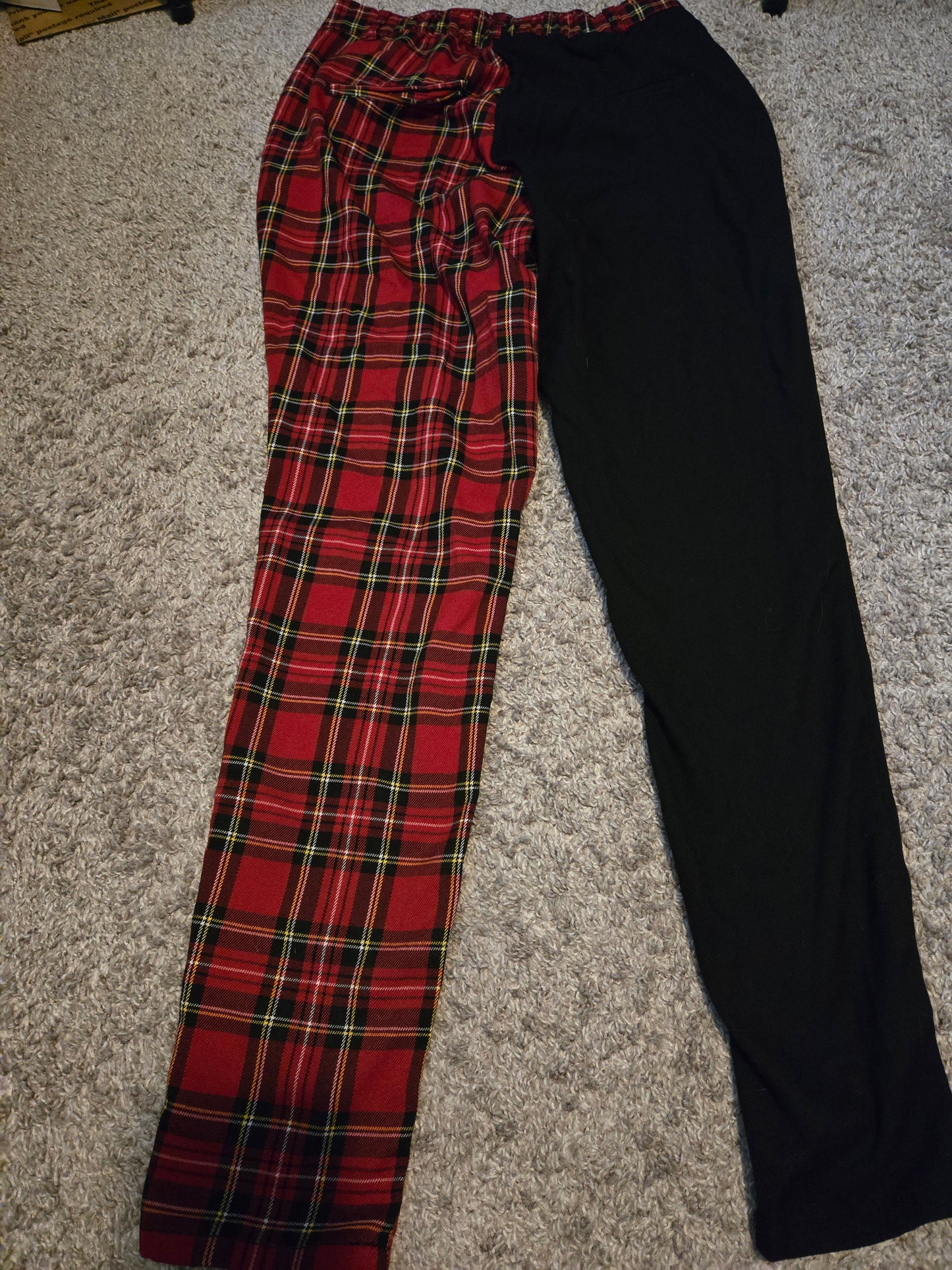 Hot Topic Red Plaid and Black Pants Tapered Legs